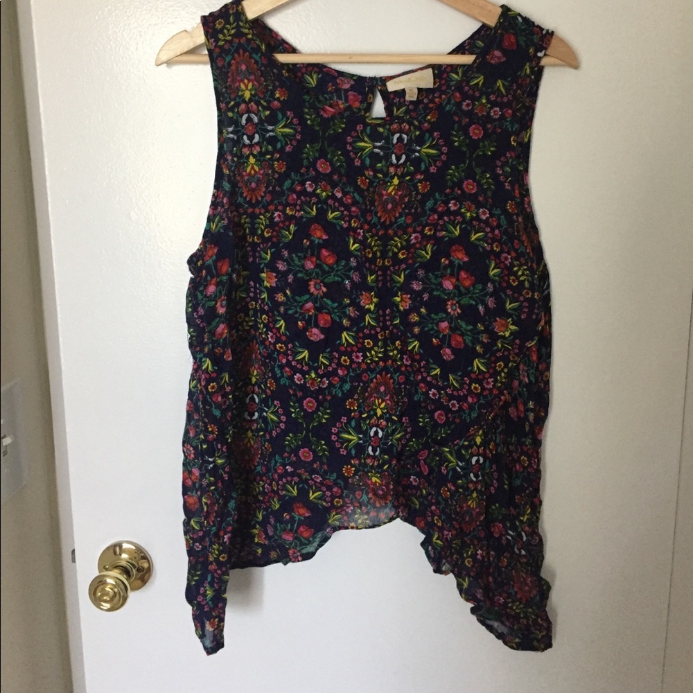 Modcloth Blue Patterned Tank Top (Size XL)